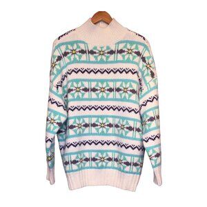 American Eagle Chunky Oversized Sweater Womens Fair Isle Snowflake Size S